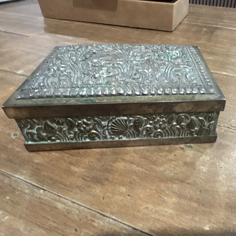 Antique Yogya 800 Silver Box Moeljodihardjo Java Wood Lined Cigar Cigarette Desk